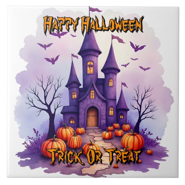 Modern Halloween Kuslig Söt Kollektion Kakelplatta (Framsidan)