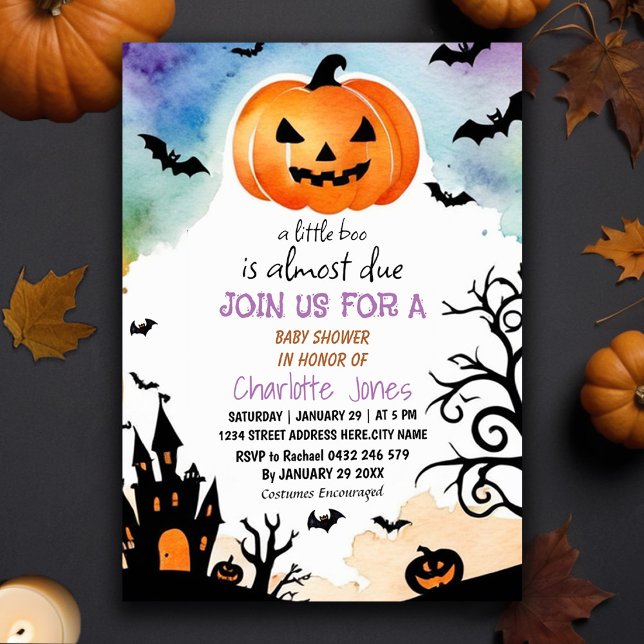 Modern Halloween Little Boo Baby Shower-inbjudan Inbjudningar (Skapare uppladdad)