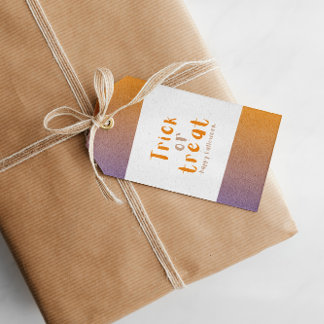 Modern Halloween-Orange och Violet Gift-Märkre Presentetikett