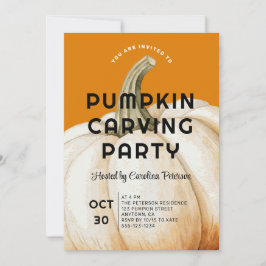 Modern Halloween Pumpkin Carving Family Party Inbjudningar
