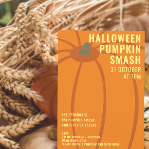 Modern Halloween Pumpkin Smash Party-inbjudan Inbjudningar