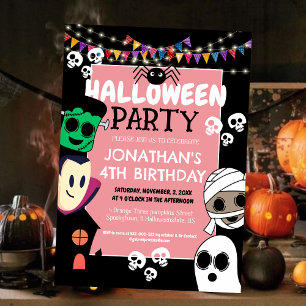 Modern Halloween Söt Skräck Ghouls Födelsedagsfest Inbjudningar
