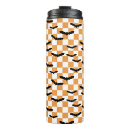 Modern Halloween Spooky Fladdermus Orange Checkerb