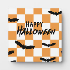 Modern Halloween Spooky Fladdermus Orange Checkerb