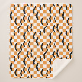 Modern Halloween Spooky Fladdermus Orange Checkerb