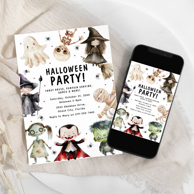 Modern Halloweenfest för barn Inbjudningar (Skapare uppladdad)