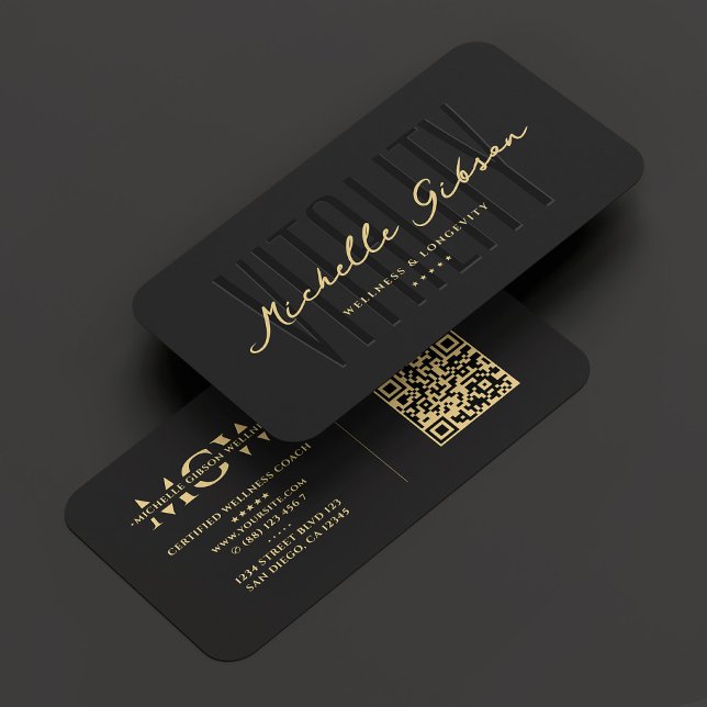 Modern Hälsa Coach Dietitian Black Visitkort (Modern Wellness Coach Dietitian Black Business Card
)