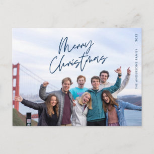 Modern hälsning, Glad jul familjefoto Vykort