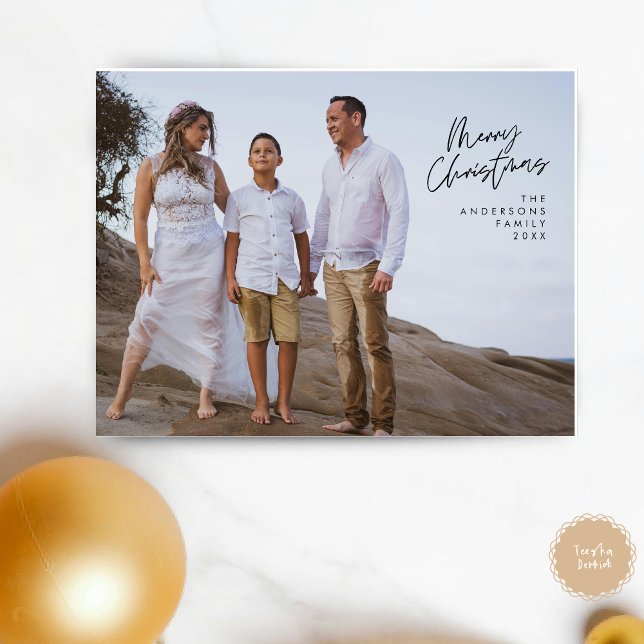 Modern hälsning, Glad jul familjefoto Vykort (Modern Greeting, Merry Christmas Family Photo Post Postcard)