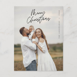 Modern Hälsning, Glad Jul Familjefoto Vykort