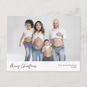 Modern hälsning, God Jul Familjefoto Pos Vykort