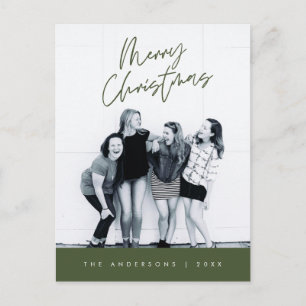 Modern hälsning, God Jul Familjefoto Vykort