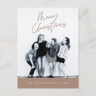 Modern Hälsning, God Jul Familjefoto Vykort