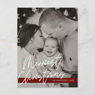 Modern Hälsning, God Jul Familjefoto Vykort