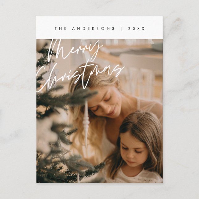 Modern Hälsning, God jul-familjfoto Vykort (Framsida)