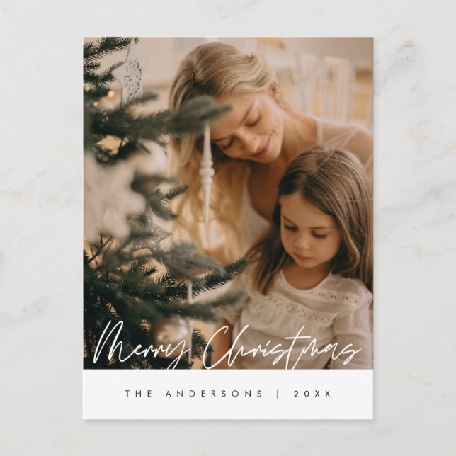 Modern Hälsning, God jul-familjfoto Vykort (Framsida)