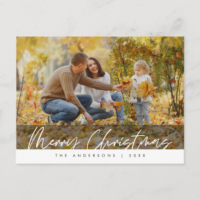 Modern Hälsning, God jul-familjfoto Vykort (Framsida)