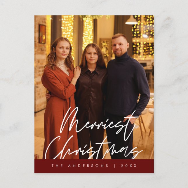 Modern Hälsning, God jul-familjfoto Vykort (Framsida)