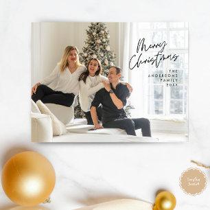Modern Hälsning, God jul Family Photo Post Vykort