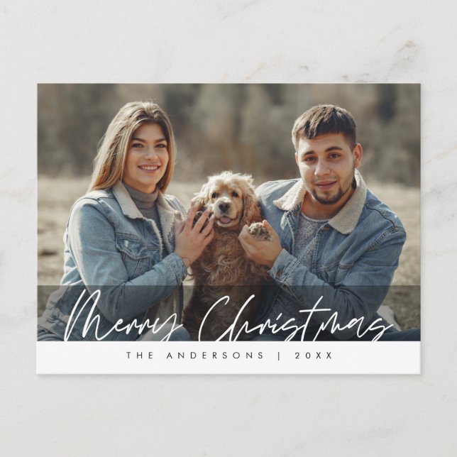 Modern Hälsning, God jul Family Photo Post Vykort (Framsida)