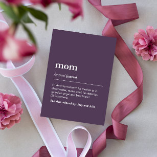 Modern hälsningskort för lila av personlig för mam kort