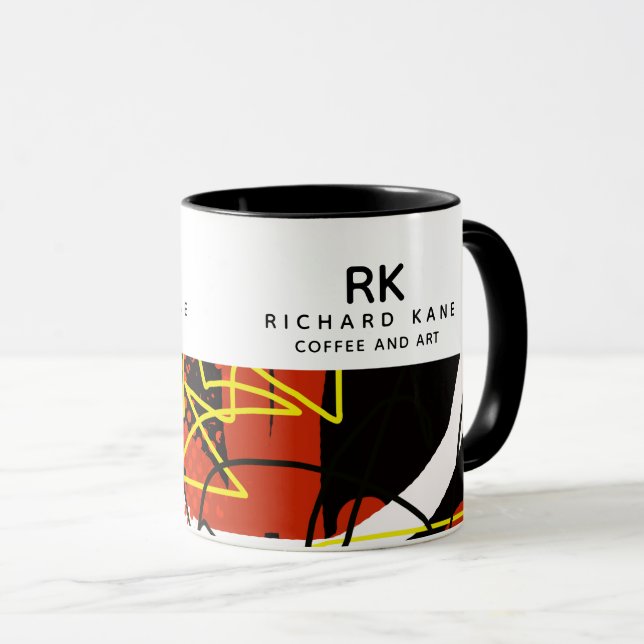 Modern halvaabstrakt konst mugg med namn (Framsida höger)