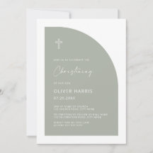 Modern Halvbåge Sage Grönt Boy Christening