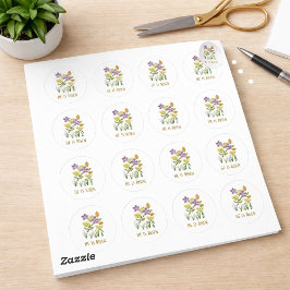 Modern Han är uppstånden Påskblommor Runt Klistermärke