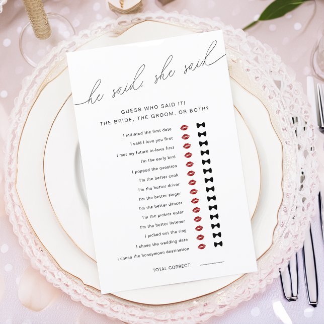Modern Han Sa Hon Sa Bröllopsduschspel (Modern He Said She Said Bridal Shower Game)