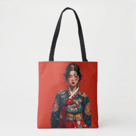 Modern Hanbok Porträtt Totebag Tygkasse