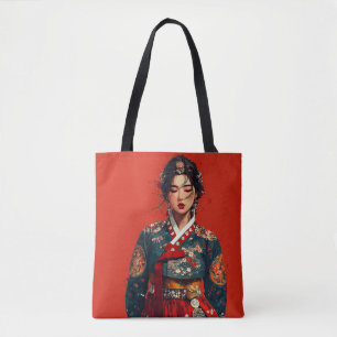 Modern Hanbok Porträtt Totebag Tygkasse