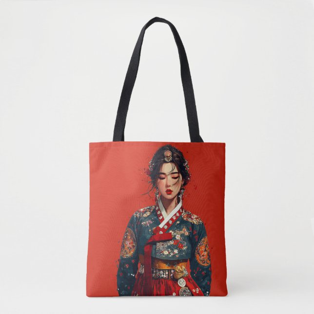 Modern Hanbok Porträtt Totebag Tygkasse (Framsida)