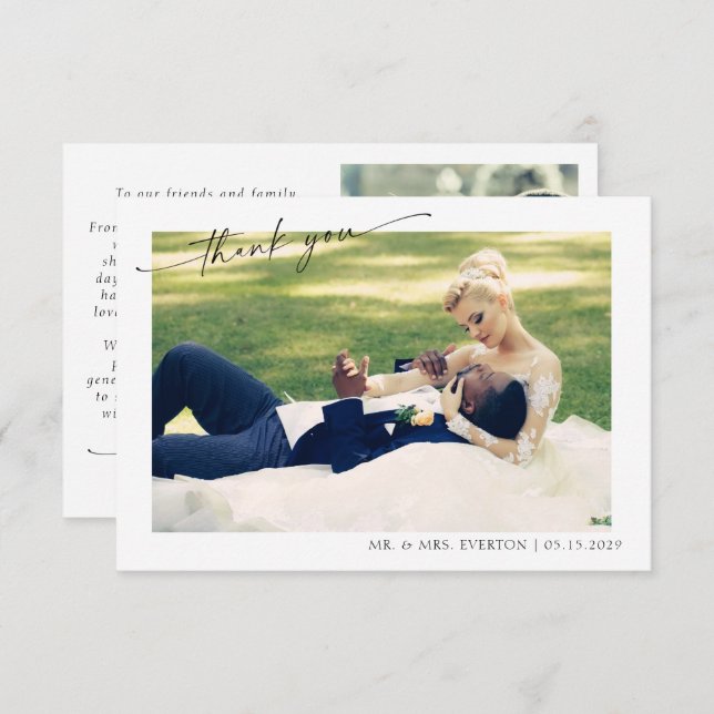 Modern hand, 2 foto Bröllop Tack (Fram/baksida)