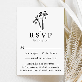 Modern hand-draken Black Handflatan Träd Bröllop OSA Kort