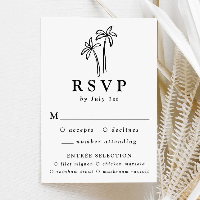 Modern hand-draken Black Handflatan Träd Bröllop OSA Kort (Skapare uppladdad)