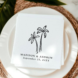 Modern hand-draken Black Handflatan Träd Bröllop Pappersservett