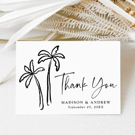 Modern hand-draken Black Handflatan Träd Bröllop Tack Kort