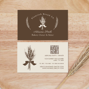 Modern hand Draw Wheat Bakery Visitkort