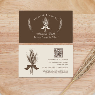 Modern hand Draw Wheat Bakery Visitkort