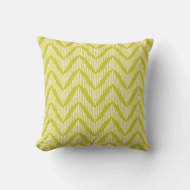Modern Hand-Drawn Chevron Mönster Chartreuse Kudde (Framsida)