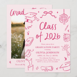 Modern Hand Drawn Class of 2026 Graduation Party Inbjudningar