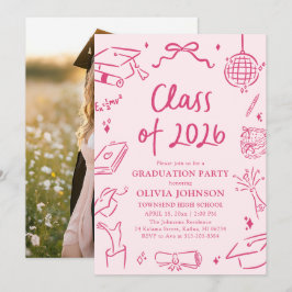 Modern Hand Drawn Class of 2026 Graduation Party Inbjudningar
