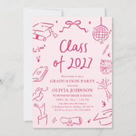 Modern Hand Drawn Class of 2027 Graduation Party Inbjudningar