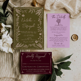 Modern Hand Drawn Grasslands Floral Garden Wedding Inbjudningar