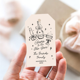 Modern Hand Drawn New Year's Eve Party Presentetikett