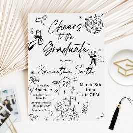 Modern Hand Drawn Photo Graduation Party Inbjudningar
