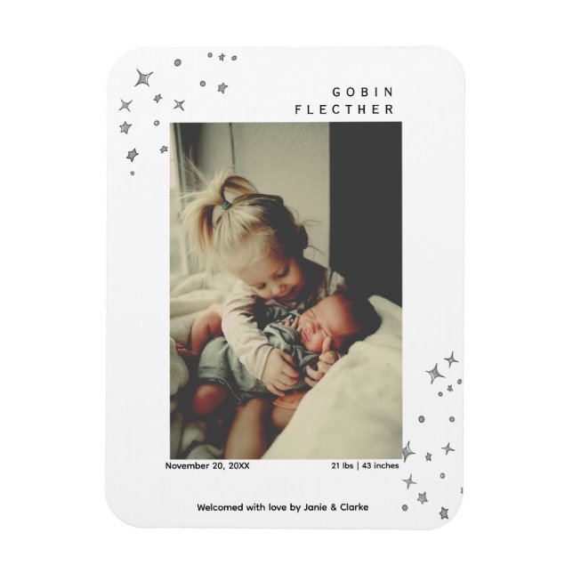 Modern Hand-drawn Star Doodle Photo  Magnet (Vertikal)