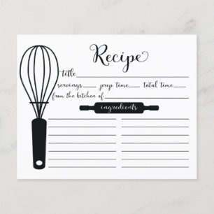 Modern Hand Lettered Black Whisk-receptkort