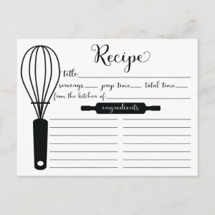 Modern Hand Lettered Black Whisk-receptkort Vykort