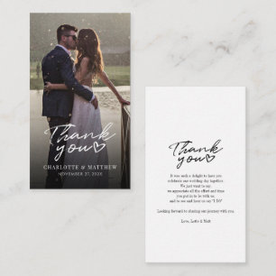 Modern Hand-lettered Bröllopsdags Foto Tack Anteckningskort